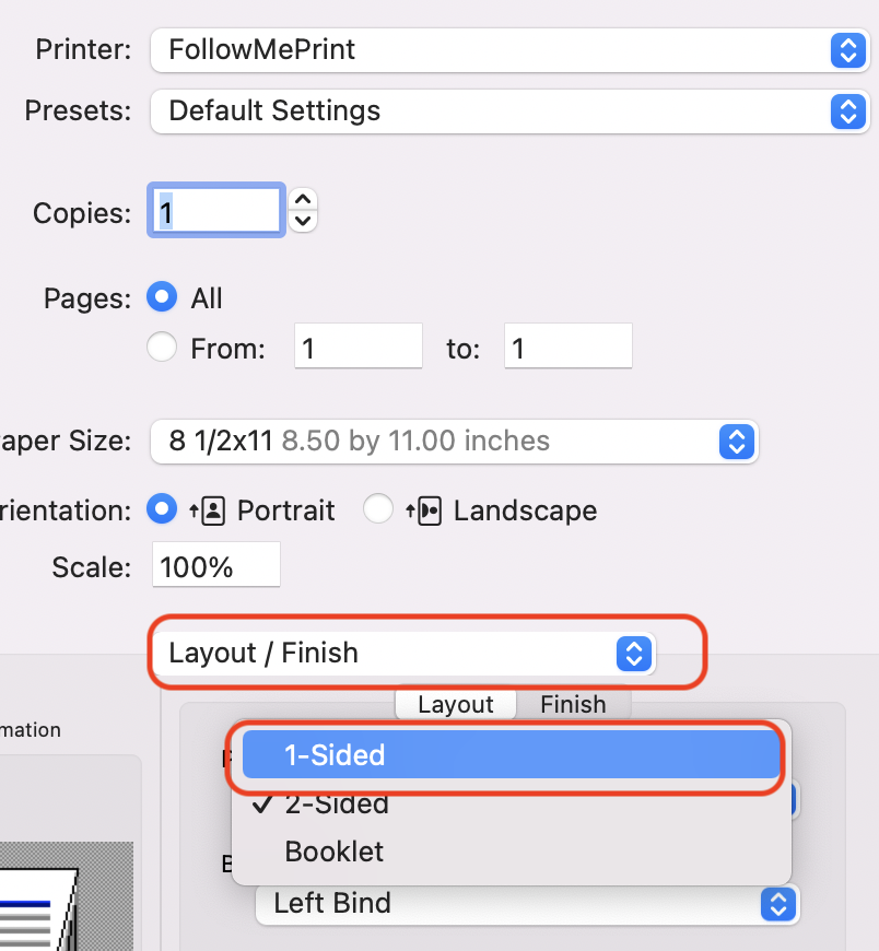 how to print outlook email one sided