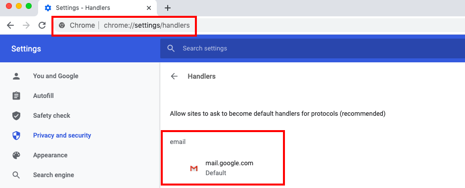 how to set default mail client chrome mac